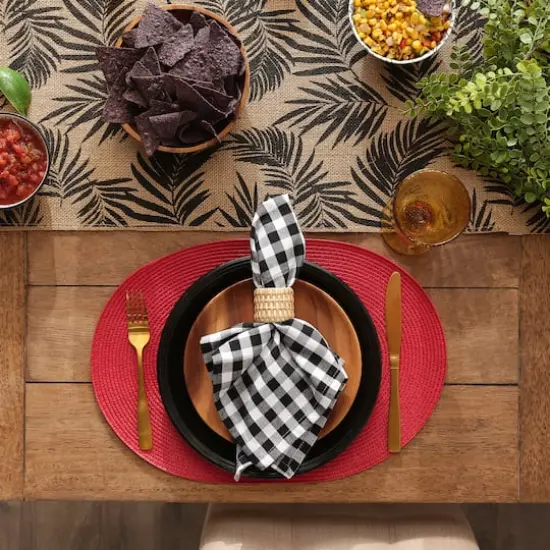 DII&reg; Oval Plastic Woven Placemats, 6ct. Tango Red {6}