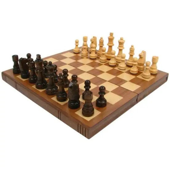 Toy Time Walnut Book Style Chess Board Set {3}