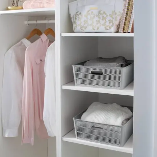 Simplify Slide 2 Stack It Shallow Tote Baskets, 2ct. Gray {7}