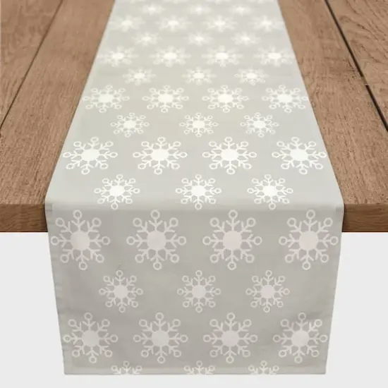 Neutral Snow Flakes 16x90 Poly Twill Table Runner {3}