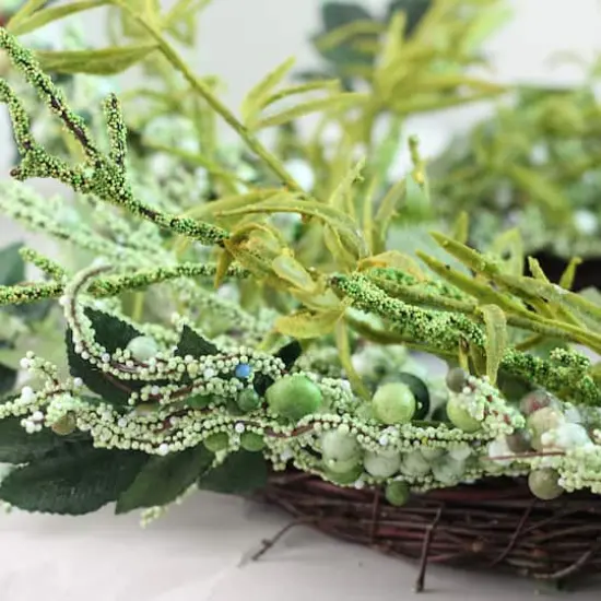 12" Spring Green Mixed Leaves Wreath  {3}