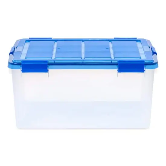 IRIS&reg; 60qt. Clear Ultimate Box with Blue Buckle Lid {1}