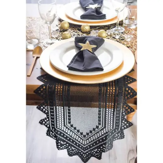 DII&reg; 72" Nordic Lace Table Runner Black {6}