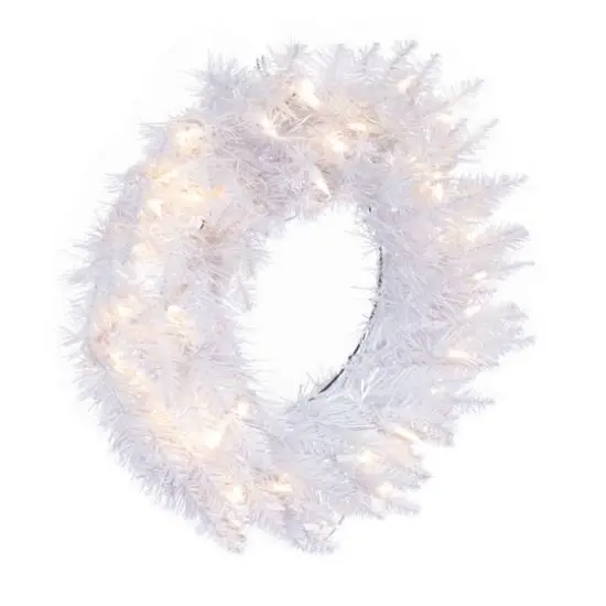 24" Pre-Lit Sparkle White Spruce Artificial Christmas Wreath, Warm White LED Lights {6}