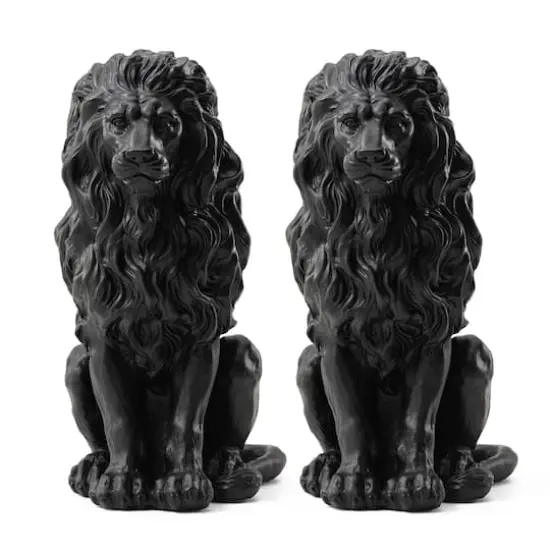 Glitzhome&reg; 21" Black Sitting Lion Garden Statue {3}