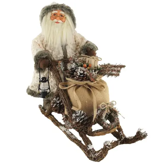 Santa's Workshop 19" Woodsman Santa on Mushing Sled Figure {1}