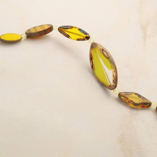 Smooth Yellow Czech Glass Oval Bead Mix by Bead Landing&trade; {6}