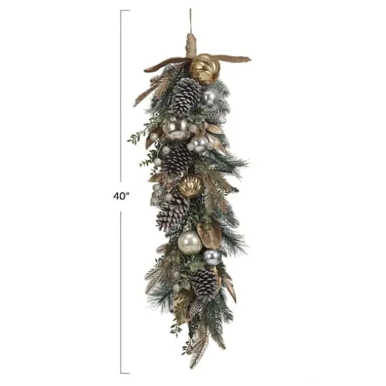 Hello Honey&reg; 2.5ft. Faux Pine Swag with Ornaments, Pinecones & Glitter {4}