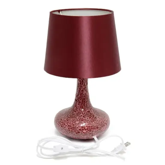 Simple Designs 14" Mosaic Glass Genie Table Lamp with Fabric Shade Red {9}