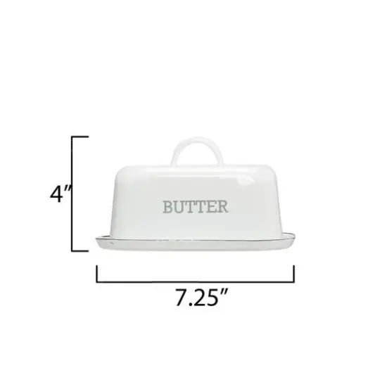 Hello Honey&reg; White Enameled Steel Butter Dish with Black Rim {1}