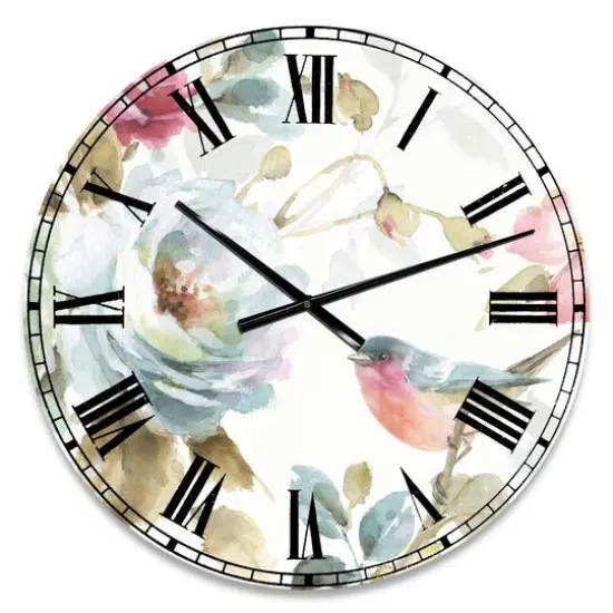 Designart 'Beautiful Bird Romance I Traditional Wall Clock {1}