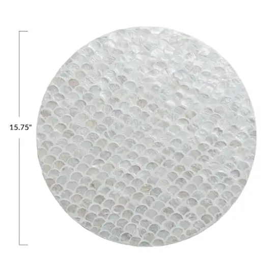 Hello Honey&reg; 15.75" Wood & White Capiz-Embellished Round Lazy Susan {4}