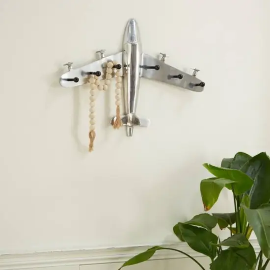 Silver Aluminum Contemporary Wall Hook {9}