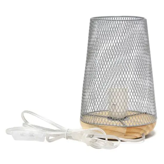 Simple Designs 9" Wired Mesh Uplight Table Lamp Gray/Natural {9}