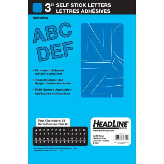 Headline Sign® Blue Helvetica Capital Letters Vinyl Stickers, 3'' {1}
