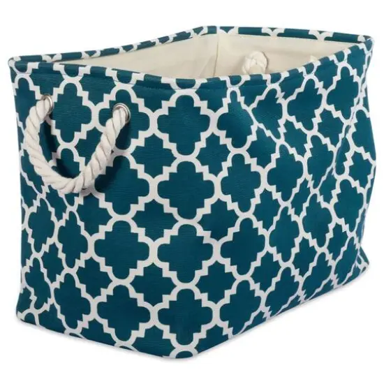 DII&reg; Small Rectangle Lattice Polyester Bin Teal {1}