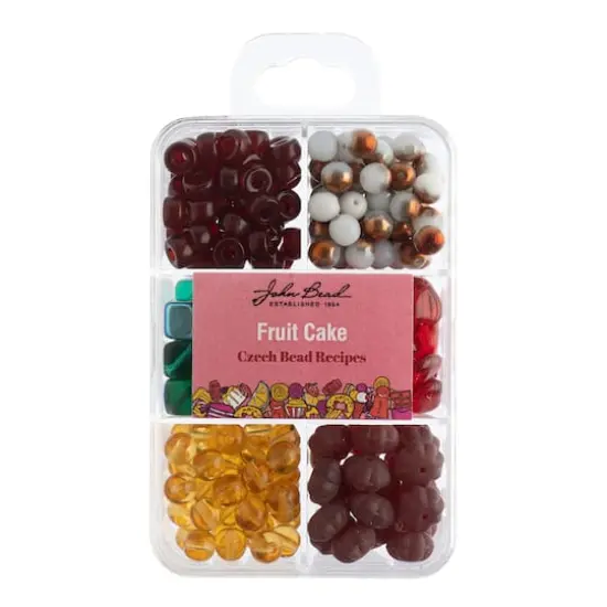 John Bead Czech Glass Recipe Box Beading Kit Fruit Cake {1}