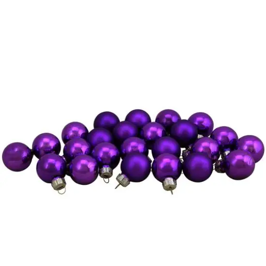24ct. 1" Purple 2-Finish Glass Ball Ornaments {3}