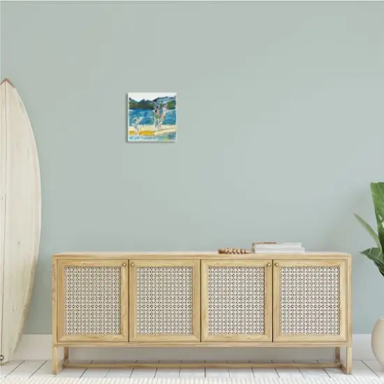 Stupell Industries Kids on Swimming Dock Abstract Contemporary Lake Scene,12" x 12" {3}