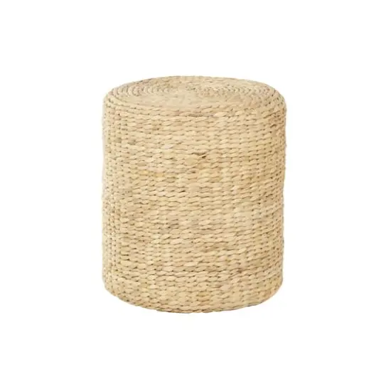19" Brown Seagrass Handmade Woven Drum Accent Table {4}
