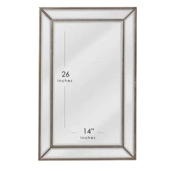 Head West Beaded Champagne Silver Framed Wall Vanity Mirror {5}