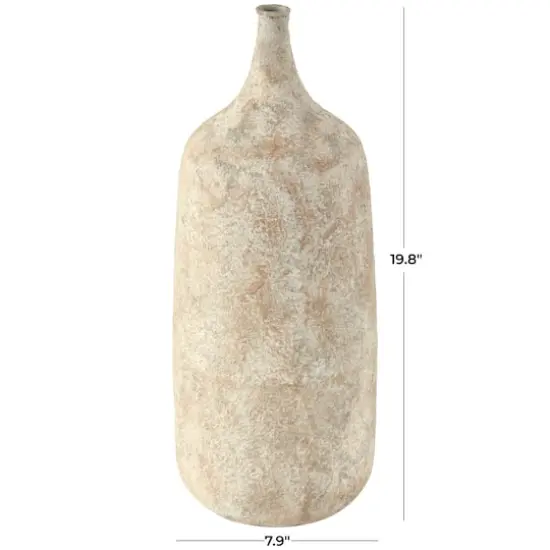 20" Beige Distressed Metal Vase {5}