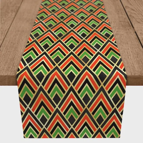 90" Kwanzaa Black Pattern Poly Twill Table Runner {1}