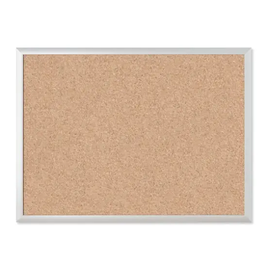 U Brands&trade; Silver Aluminum 24'' x 18'' Framed Cork Bulletin Board {1}