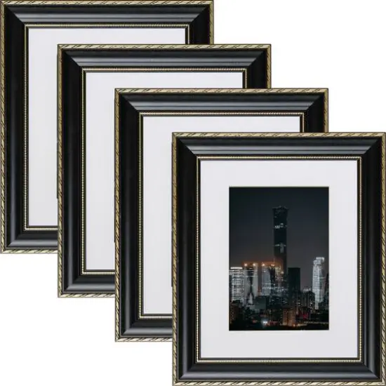 4 Pack Craig Frames Victoria Black & Gold Picture Frame with Mat {7}