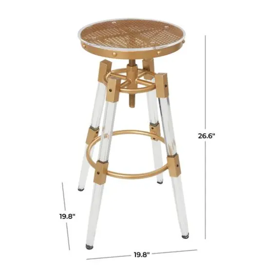 27" Gold Acrylic Bar Stool with Clear Acrylic Accents {9}