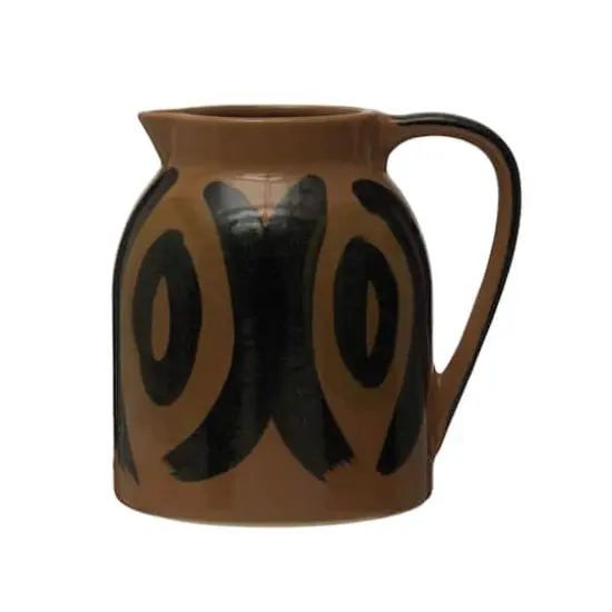 Hello Honey&reg; 6" Brown & Black Decorative Hand Painted Stoneware Pitcher {1}