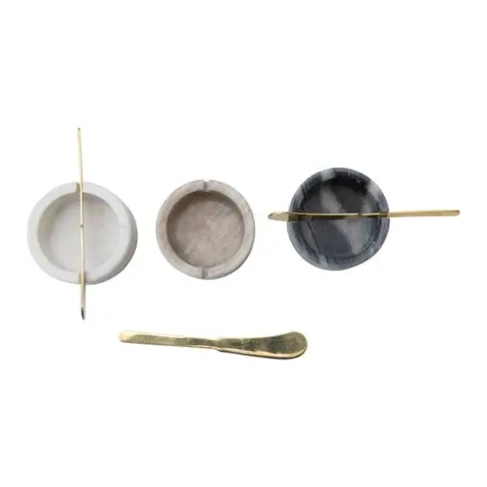 Hello Honey&reg; 1.5" Salt & Pepper Marble Pinch Bowls with Metal Knifes {9}