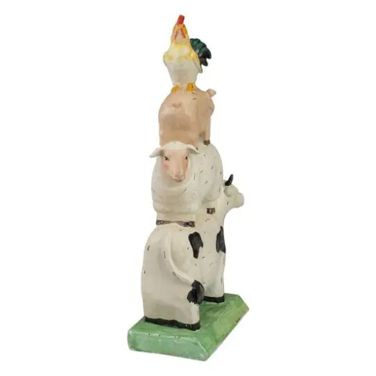 11.5" Stacked Farm Animals Outdoor Garden Statue {6}