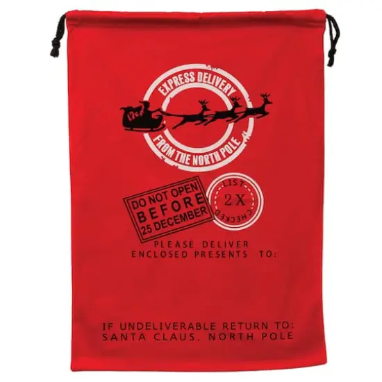 19" x 26" Express Delivery Red Christmas Cotton Drawstring Bag {1}