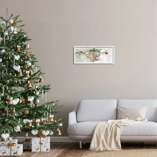 Stupell Industries Cattle with Christmas Ornaments Framed Giclee Art White {3}