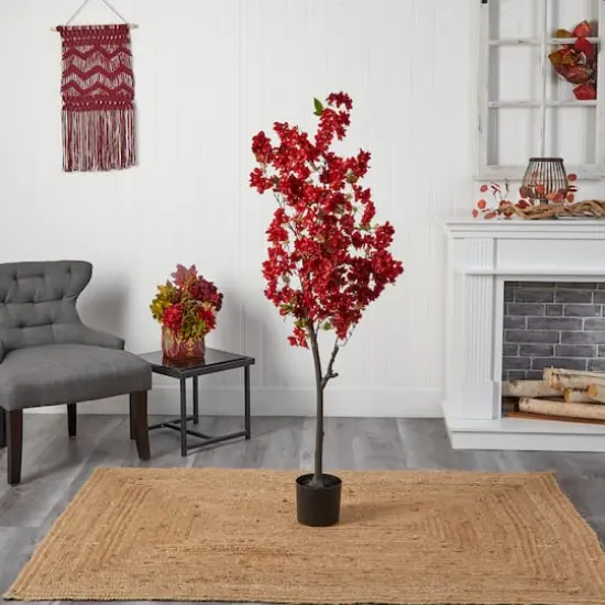 5ft. Potted Red Cherry Blossom Artificial Tree {5}