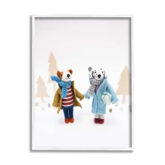 Stupell Industries Winter Holiday Gifts Dog Couple Framed Giclee Art White {1}