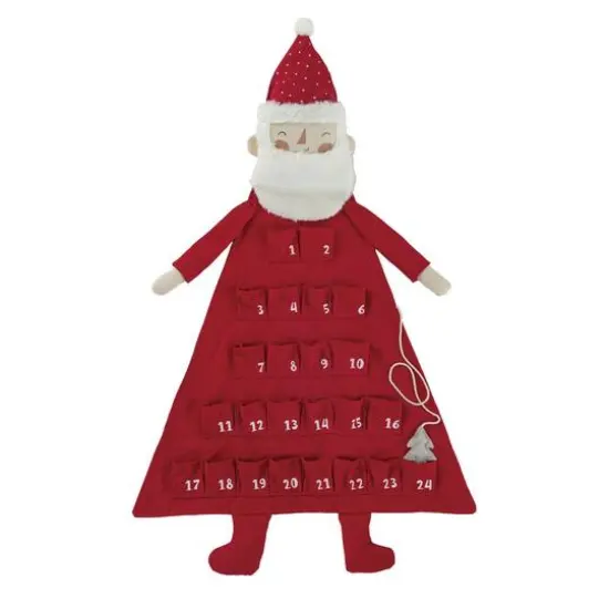 Hello Honey&reg; 35.25" Red & White Jolly Santa Fabric Advent Calendar {1}