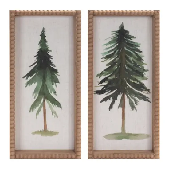 15.75in Framed Pine Tree Plaque Set {1}