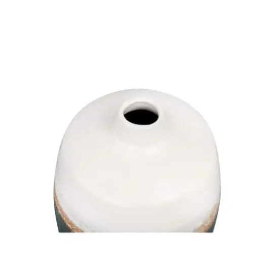 Hello Honey&reg; 7.5" Black & White Ceramic Vase with Brown Reactive Glaze Accent {4}