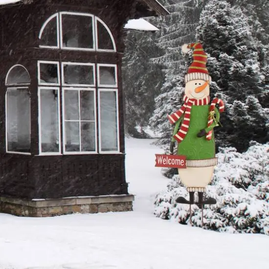 Glitzhome&reg; 36" Snowman Metal Yard Stake {3}