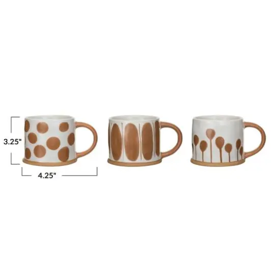 Hello Honey&reg; 16oz. White & Brown Painted Stoneware Mug Set, 3ct. {3}