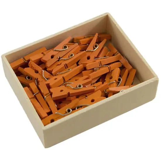 JAM Paper 7/8" Wood Clothespins, 100ct. Orange {4}
