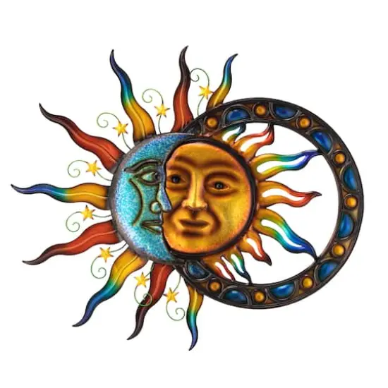 Glitzhome&reg; 33.5" Metal Sun & Moon Wall D&eacute;cor {1}