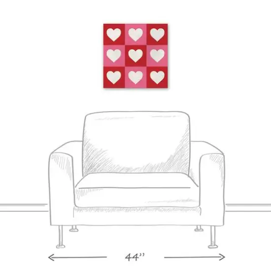 Heart Checker Pattern Canvas Wall Art {6}