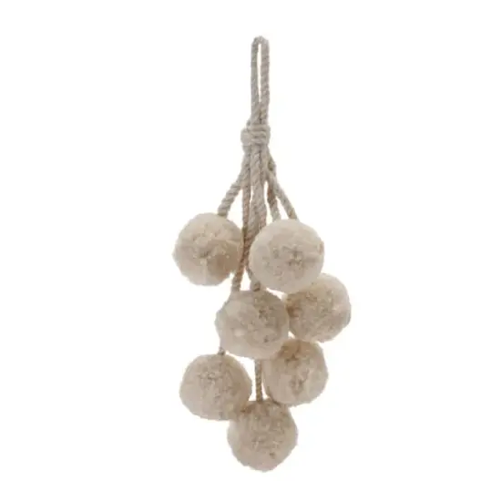 14.5" Pom Pom Cluster Drop Ornaments, 4ct. Beige {3}