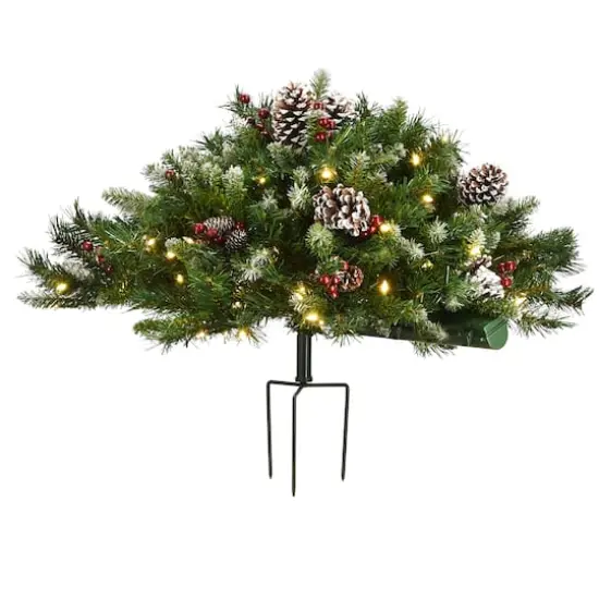 33" Pre-Lit Frosted Berry Urn Filler {1}