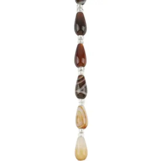 Brown Striped Dyed Agate Teardrop Beads, 8mm by Bead Landing&trade; {1}