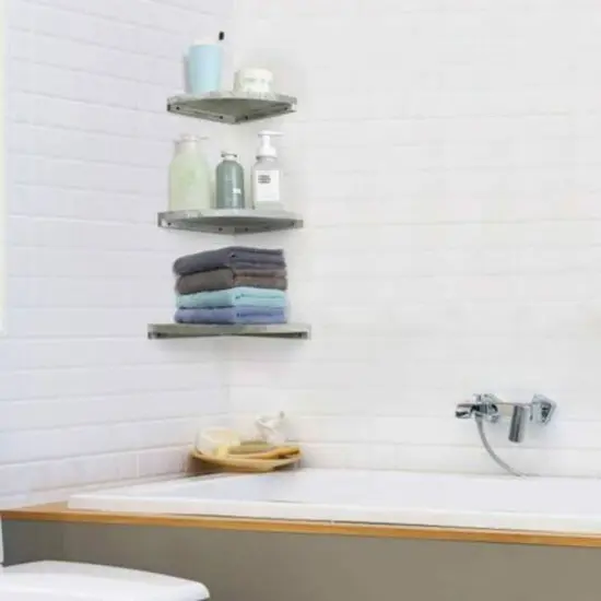 Olive Green Floating Corner Wall Shelf Set {7}