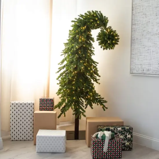 7ft. Pre-Lit Green Santa&rsquo;s Hat Artificial Christmas Tree, Clear LED Lights {3}